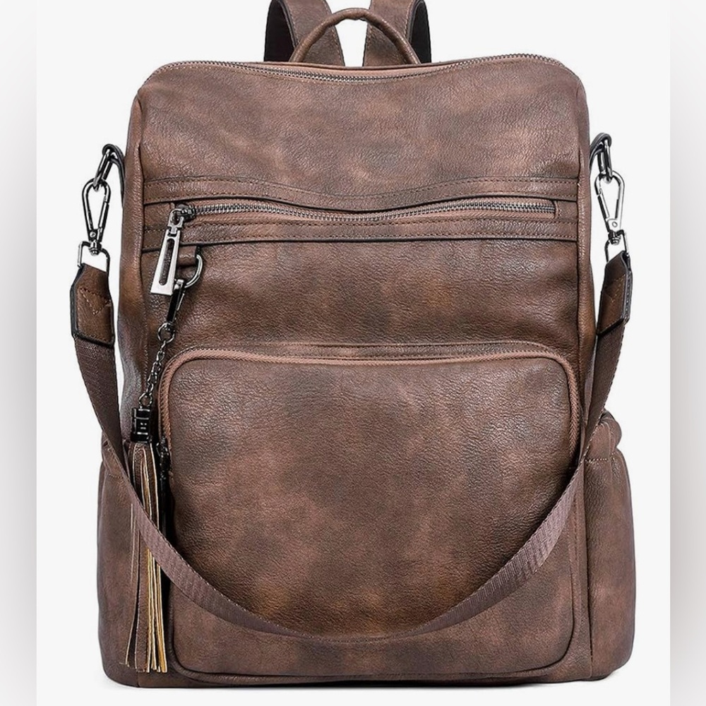 Classic Brown Women's Convertible Backpack - Everyday Leather-Effect Bag